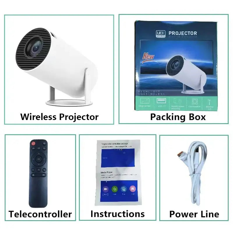 USAMR HY200 270° Rotary Projector, Full HD 1080P Portable Video Projector, Compatible with Android/iOS/PC/USB, HDMI Support