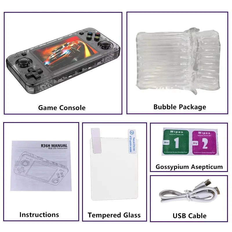 USAMR R36H Retro Handheld Game Console 3.5-inch IPS Screen Portable Open Source Linux System Classic Game Console Video Player