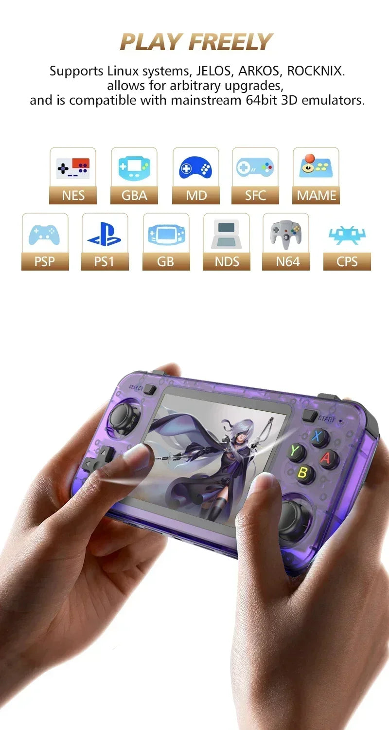 USAMR R36H Retro Handheld Game Console 3.5-inch IPS Screen Portable Open Source Linux System Classic Game Console Video Player