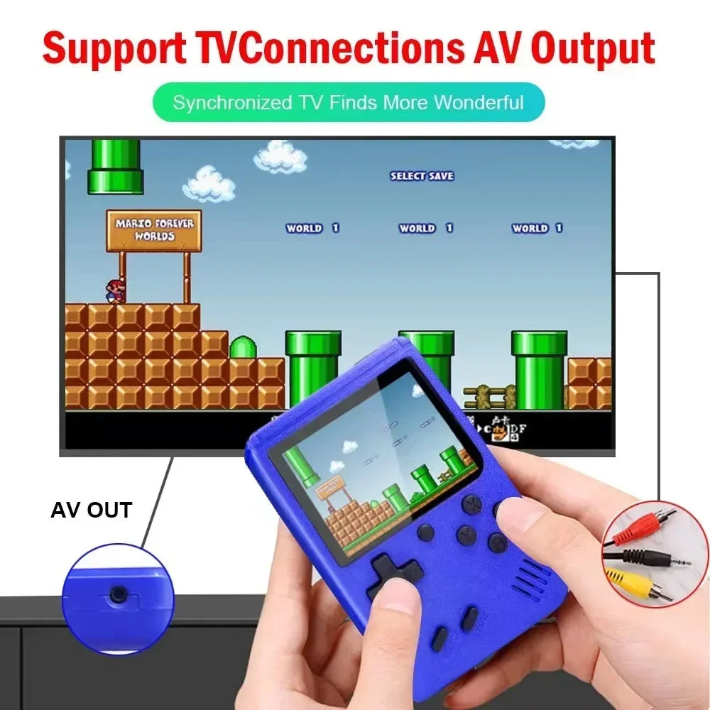 USAMR Mini Portable Retro Handheld Game Console: 400 Classic Nostalgic Games, 3in Screen, 2-Player Support & TV Output