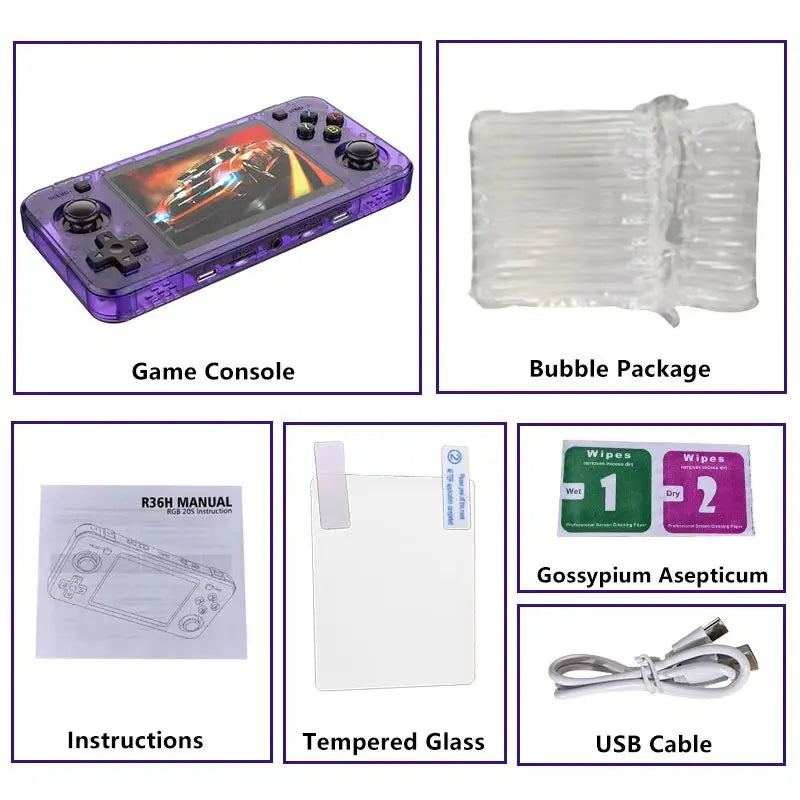 USAMR R36H Retro Handheld Game Console 3.5-inch IPS Screen Portable Open Source Linux System Classic Game Console Video Player