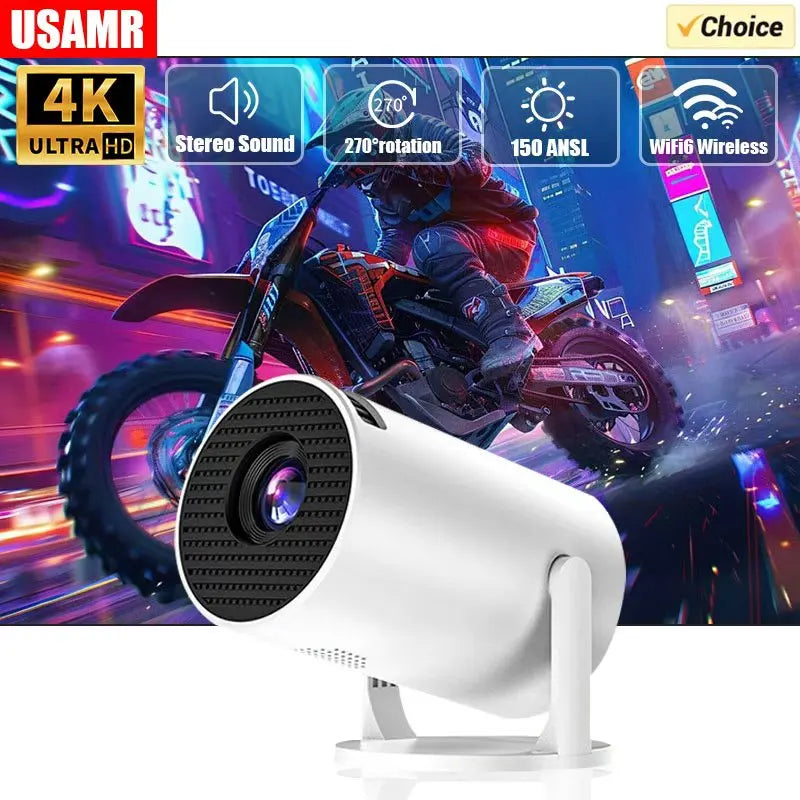 USAMR HY200 1080P Portable Projector, 270° Adjustable Angle, Movie Projector for Phone/Laptop/TV Box, Speaker and HDMI/USB Input