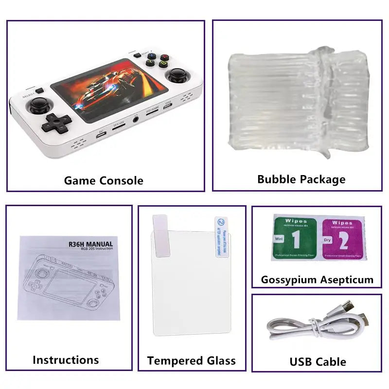USAMR R36H Retro Handheld Game Console 3.5-inch IPS Screen Portable Open Source Linux System Classic Game Console Video Player