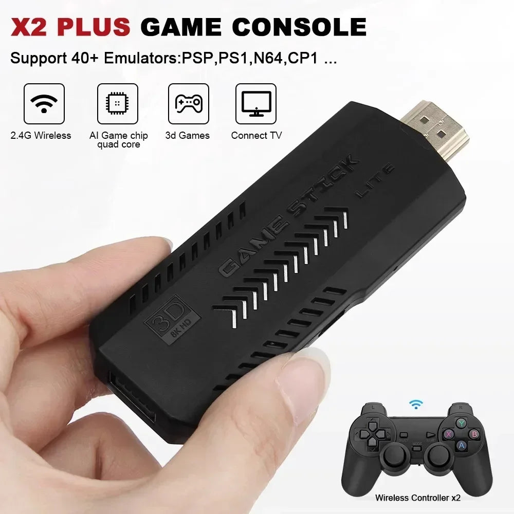 USAMR X2 Plus 4K Game Stick 256GB Retro Gaming Console with Wireless Controllers for 4K Classic Games