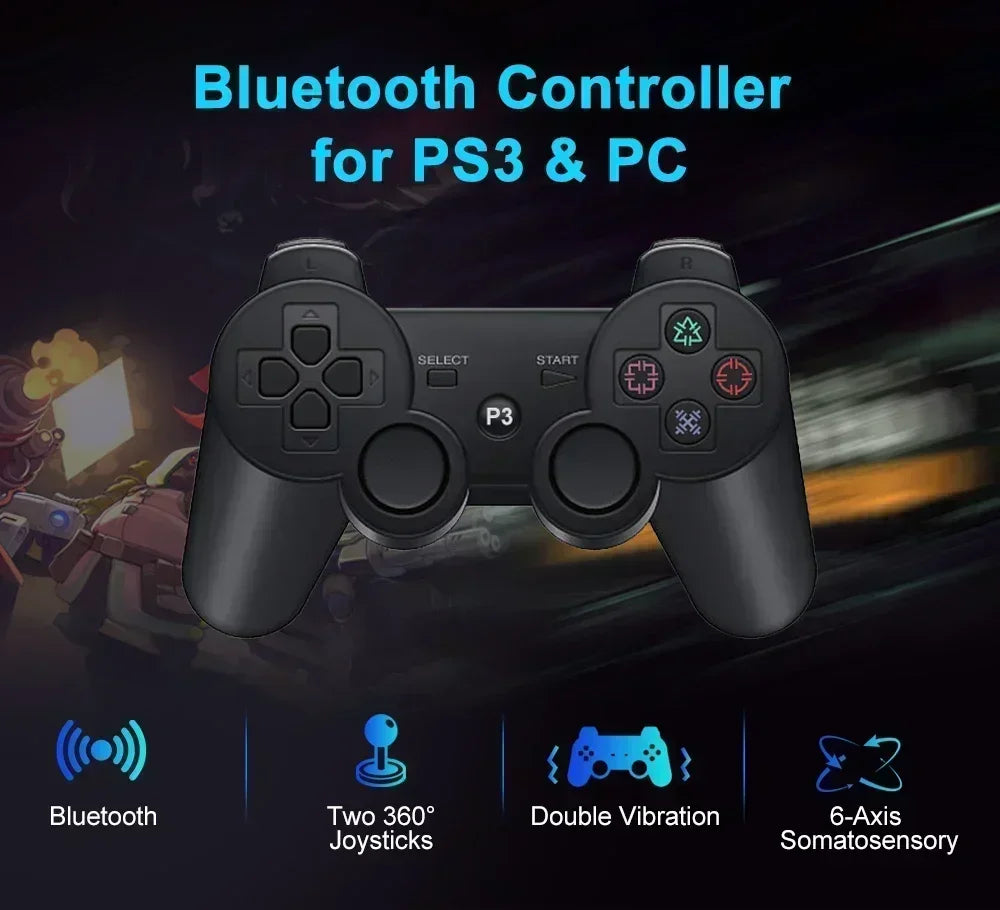 Wireless Gamepad for PS3: Bluetooth Connectivity, Vibration Feedback, ABS Environmental Protection Material & Snowflake Buttons