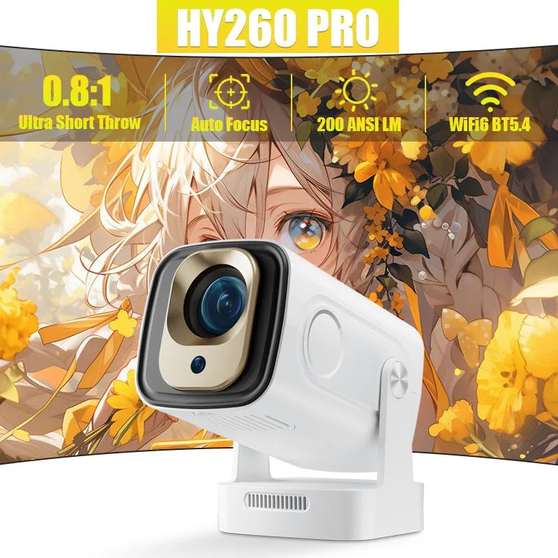 Salange HY260PRO Android 11 4K Native 1080P Projector Auto Focus 330ANSI Wifi6 BT54 Air Mouse Voice Control