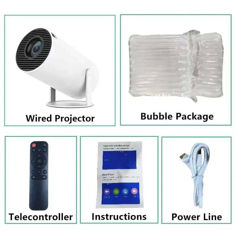 USAMR HY200 270° Rotary Projector, Full HD 1080P Portable Video Projector, Compatible with Android/iOS/PC/USB, HDMI Support