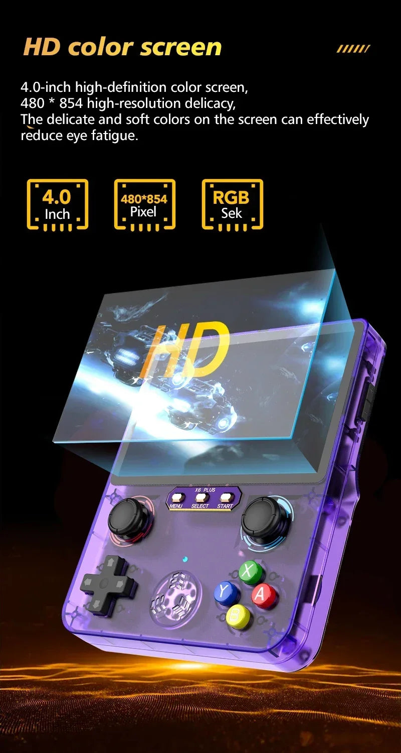 X6 Plus Retro Handheld Console: 4.0-Inch IPS Screen, 28000+ Classic Games – The Perfect Portable Gaming Gift for Kids
