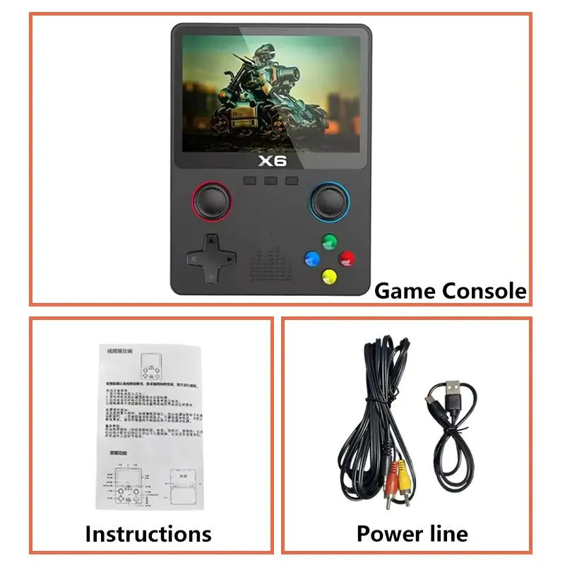 USAMR X6 Retro Mini Game Console: 3.5-Inch IPS Display, 10000+ Pocket-Sized Classic Games – Ultimate Portable Gaming Device