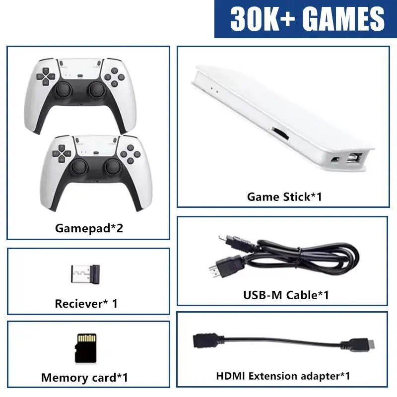 USAMR M15 Game Stick Mini TV Handheld Console Wireless Gamepads 128G 30000+ Retro Games HD Two-player