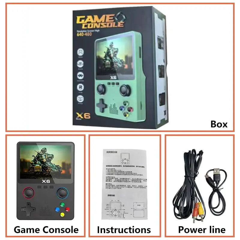 USAMR X6 Retro Mini Game Console: 3.5-Inch IPS Display, 10000+ Pocket-Sized Classic Games – Ultimate Portable Gaming Device