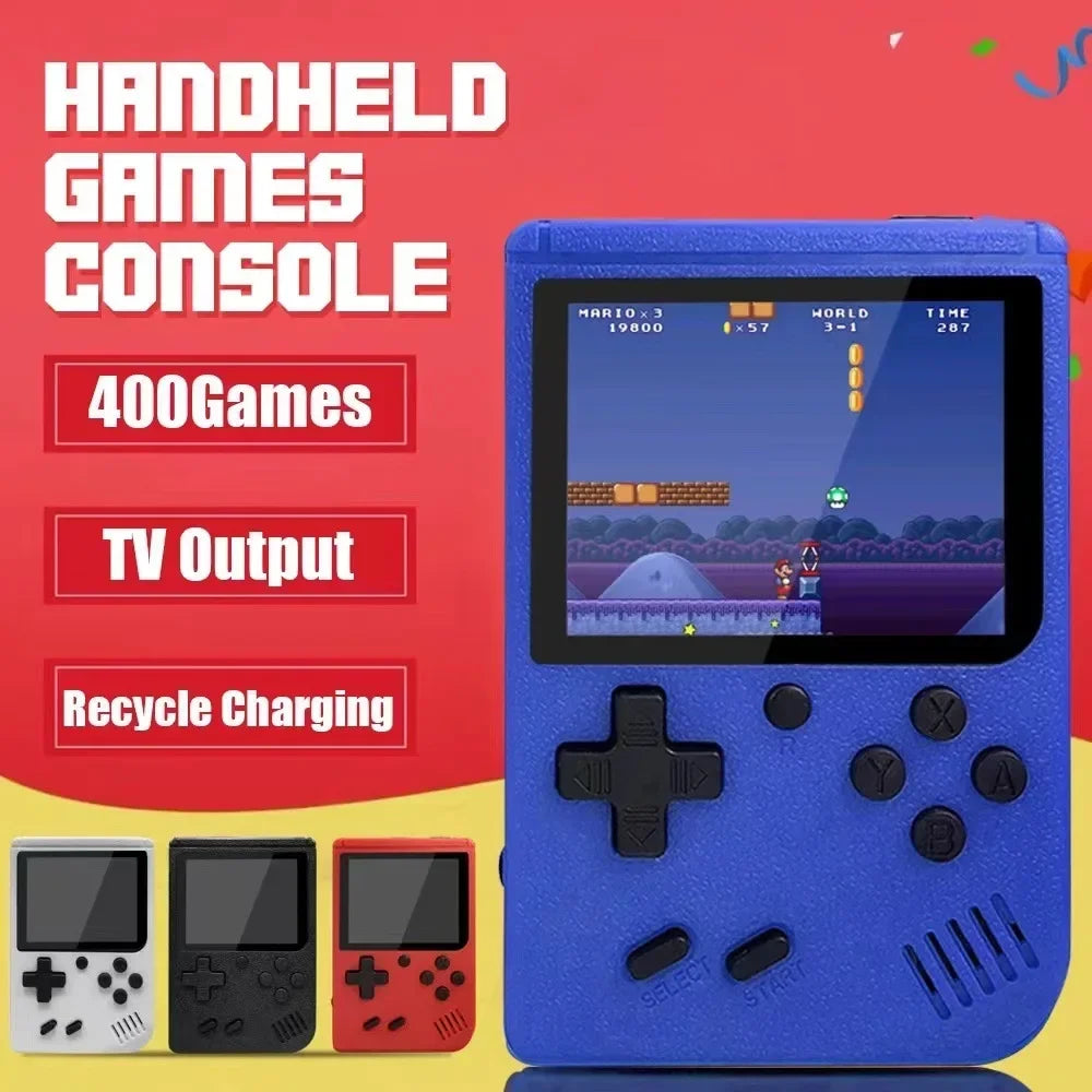 USAMR Mini Portable Retro Handheld Game Console: 400 Classic Nostalgic Games, 3in Screen, 2-Player Support & TV Output