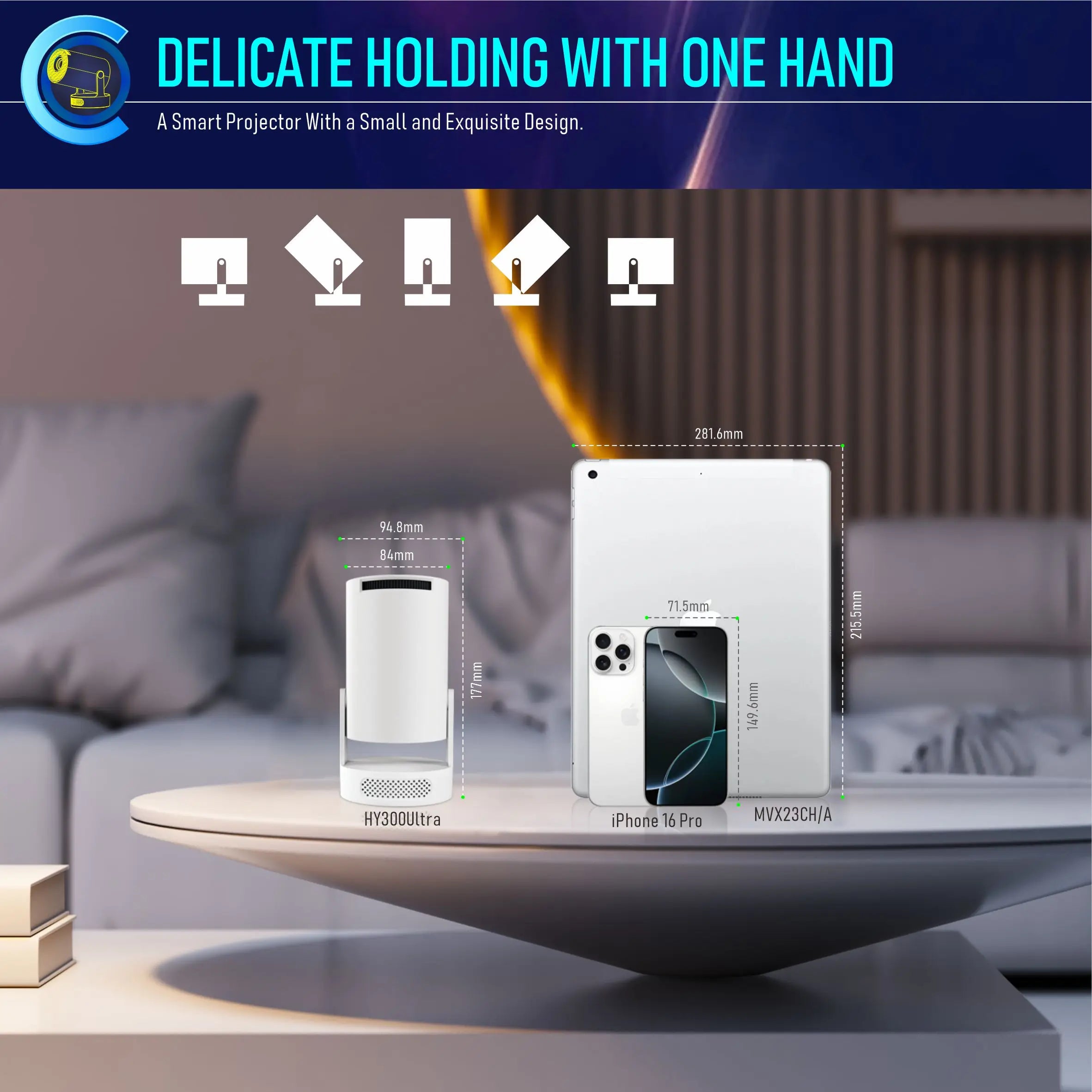 Magcubic HY300 Ultra Portable 4K Projector Android11 300ANSI Electronic Focus BT54 Speaker Outdoor Camping Movie