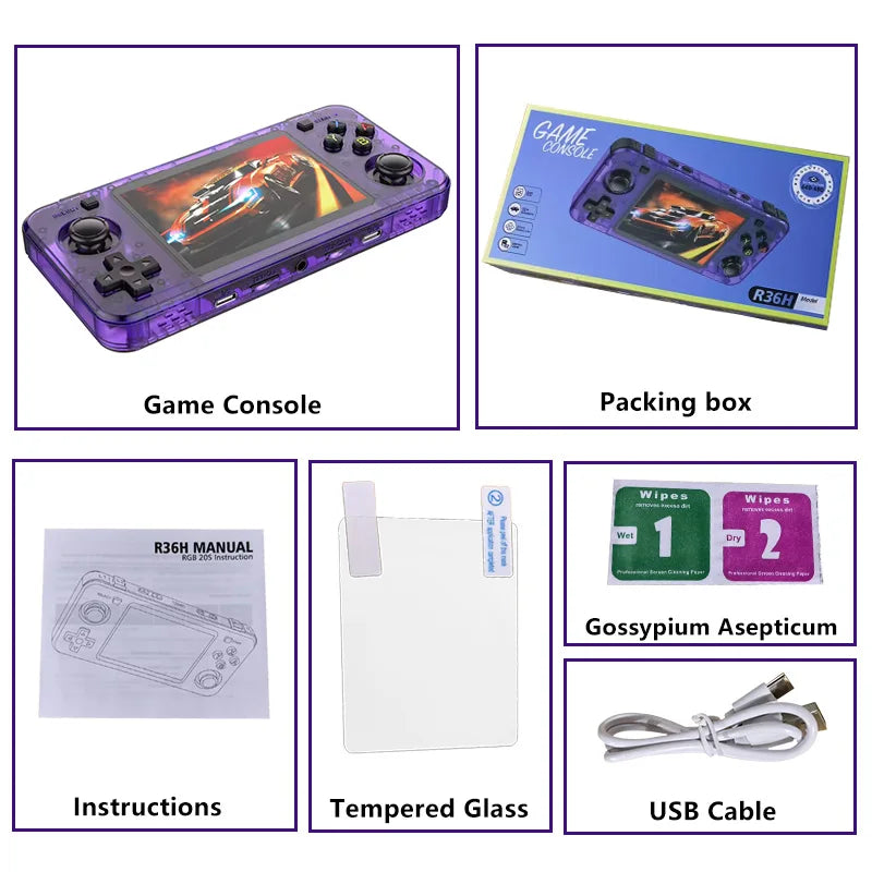 USAMR R36H Retro Handheld Game Console 3.5-inch IPS Screen Portable Open Source Linux System Classic Game Console Video Player