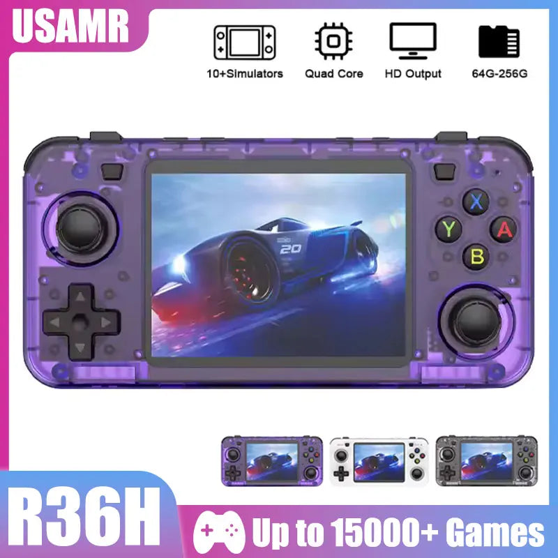 USAMR R36H Retro Handheld Game Console 3.5-inch IPS Screen Portable Open Source Linux System Classic Game Console Video Player