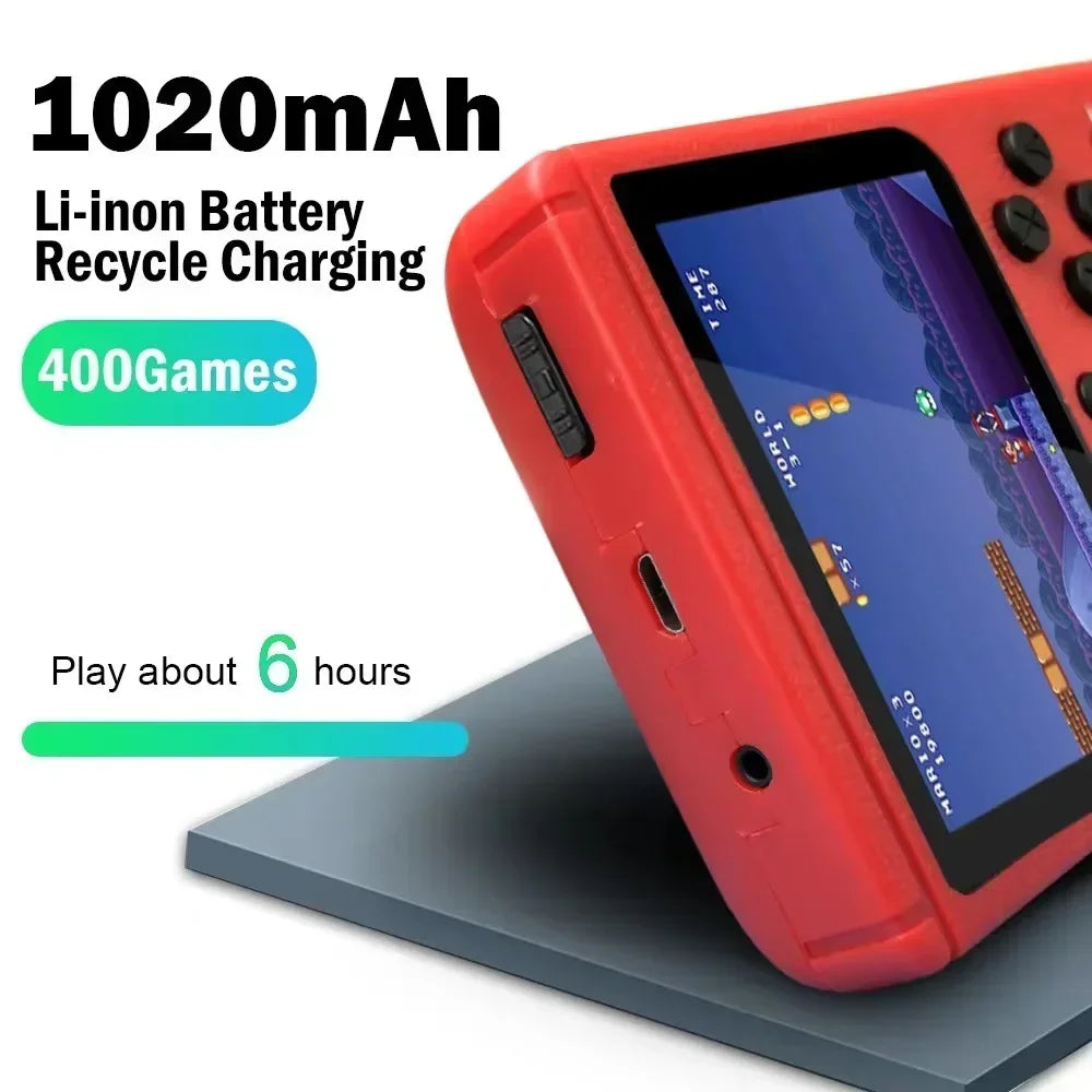 USAMR Mini Portable Retro Handheld Game Console: 400 Classic Nostalgic Games, 3in Screen, 2-Player Support & TV Output