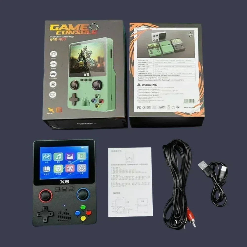 USAMR X6 Retro Mini Game Console: 3.5-Inch IPS Display, 10000+ Pocket-Sized Classic Games – Ultimate Portable Gaming Device