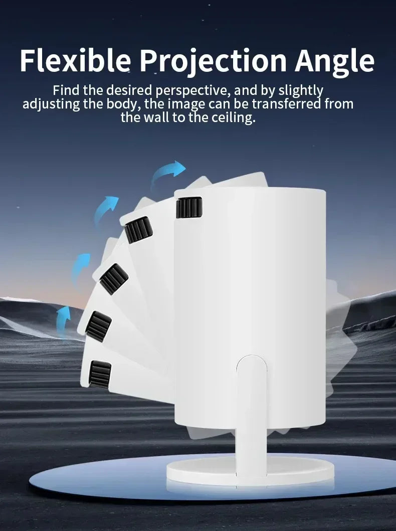 USAMR HY200 270° Rotary Projector, Full HD 1080P Portable Video Projector, Compatible with Android/iOS/PC/USB, HDMI Support